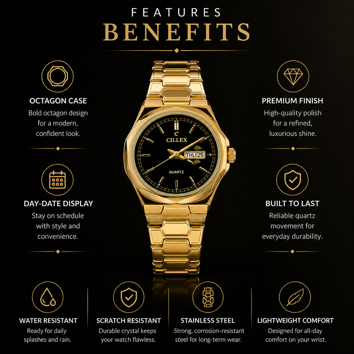 CILLEX Octagon Day-Date Watch