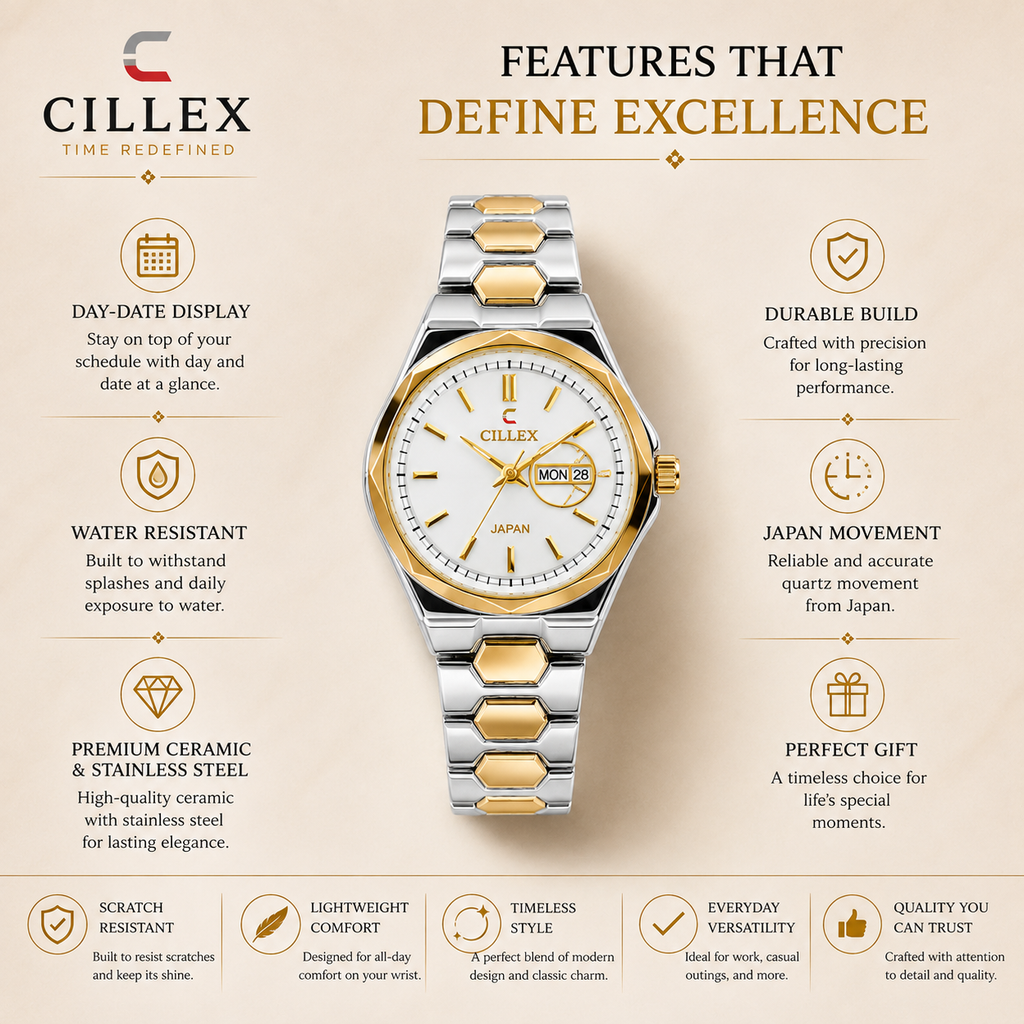 CILLEX Ceramic Day-Date Watch — White