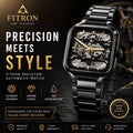 FITRON Apex — Skeleton Automatic Watch | Black & Gold