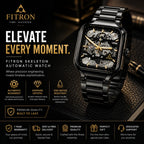 FITRON Apex — Skeleton Automatic Watch | Black & Gold