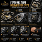 FITRON Apex — Skeleton Automatic Watch | Black & Gold