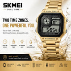 SKMEI Heritage — Retro Digital Watch | Gold Steel