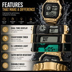 SKMEI Heritage — Retro Digital Watch | Gold Steel