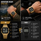 SKMEI Heritage — Retro Digital Watch | Gold Steel