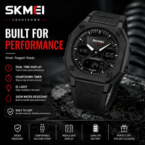 SKMEI 2312 Stealth — Sport Tactical Watch | Matte Black