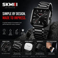 SKMEI 2318 Noir — Minimalist Square Watch | Black Steel