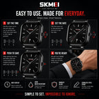 SKMEI 2318 Noir — Minimalist Square Watch | Black Steel