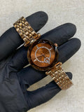 POEDAGAR Prism Crystal Watch — Brown Dial, Rose Gold Bracelet