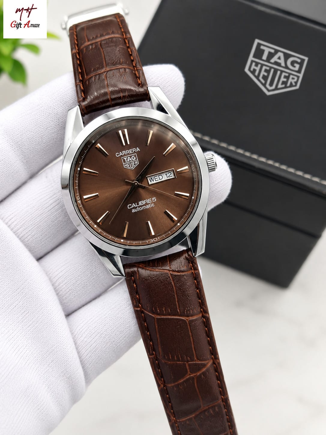 TAG Heuer Carrera Calibre 5 | Day & Date Working | Master Lock Leather Strap | Luxury Watch – 5 Colors