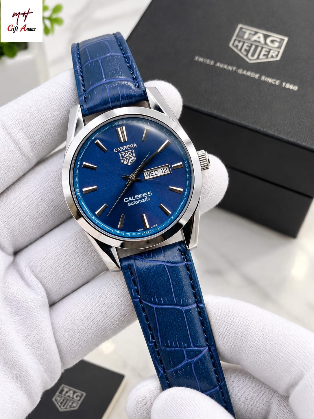 TAG Heuer Carrera Calibre 5 | Day & Date Working | Master Lock Leather Strap | Luxury Watch – 5 Colors