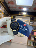 EXCEL Midnight Navy gold case leather watch
