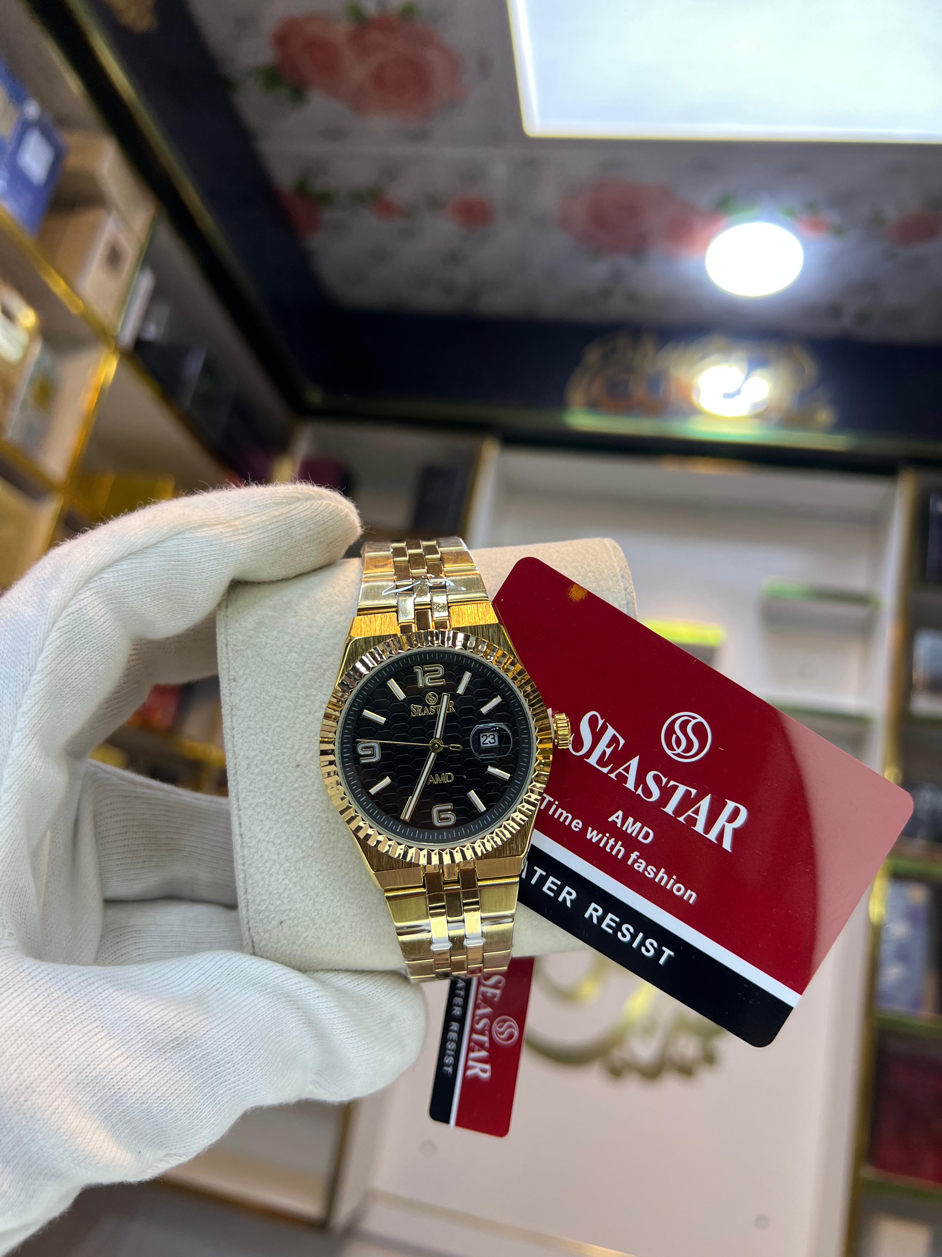 SEASTAR Gold Fluted Datejust-style watch