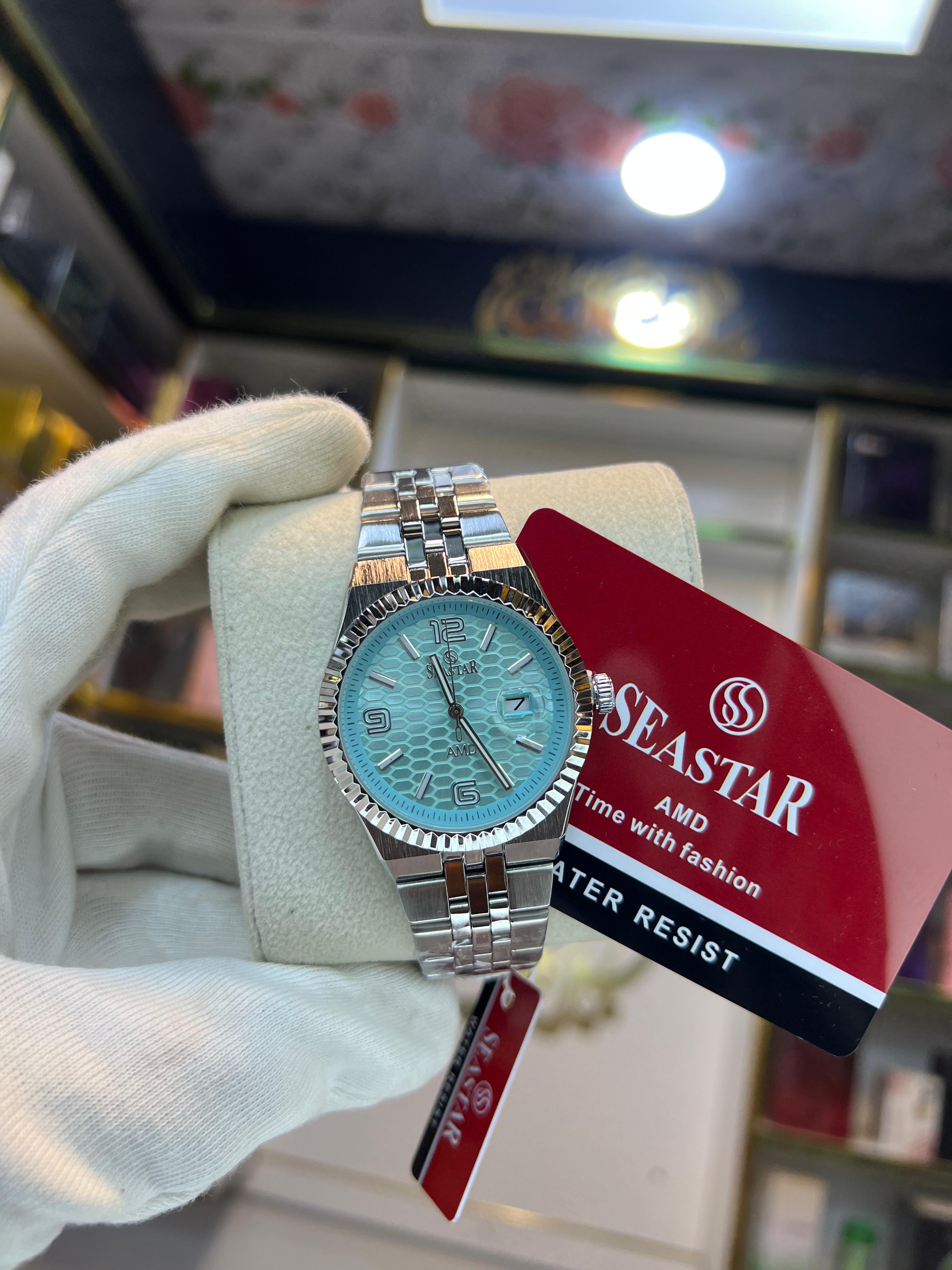 SEASTAR Aqua Fluted — Datejust-Style Watch | Steel Bracelet