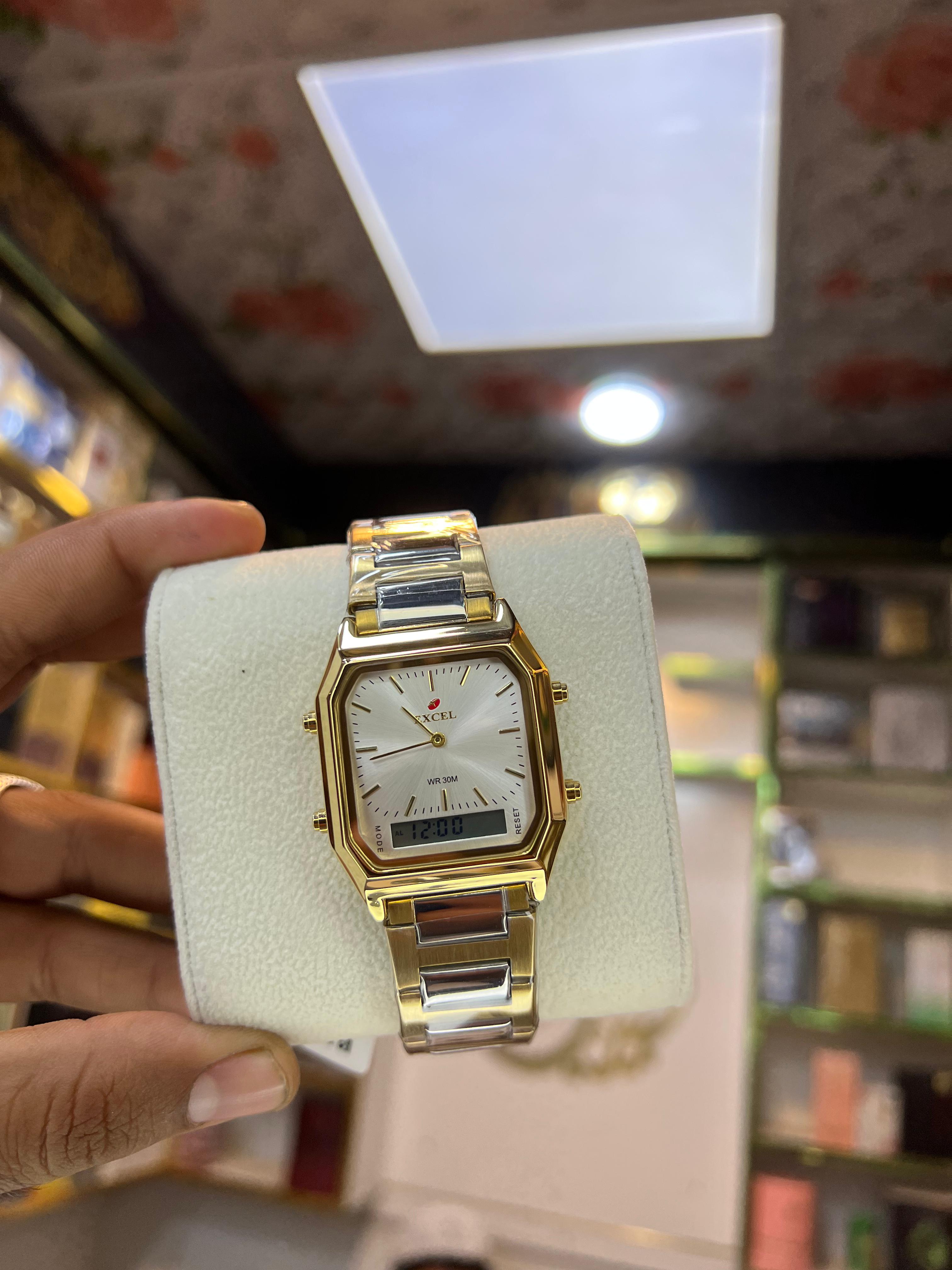 EXCEL Aurora Ana-Digi — Two-Tone Square Watch