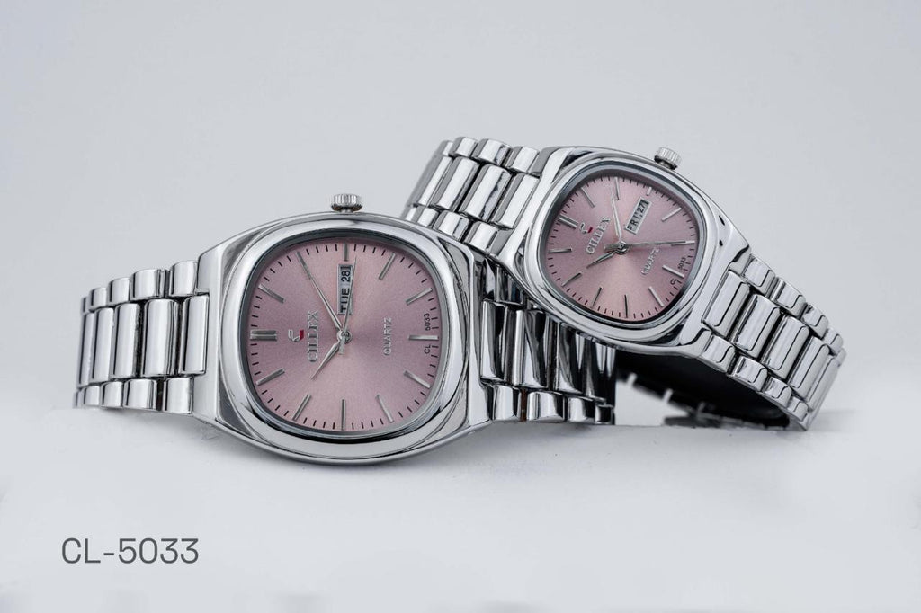 CILLEX CL-5033 Copper Brown — Couple Watch Set | Rose Gold Case