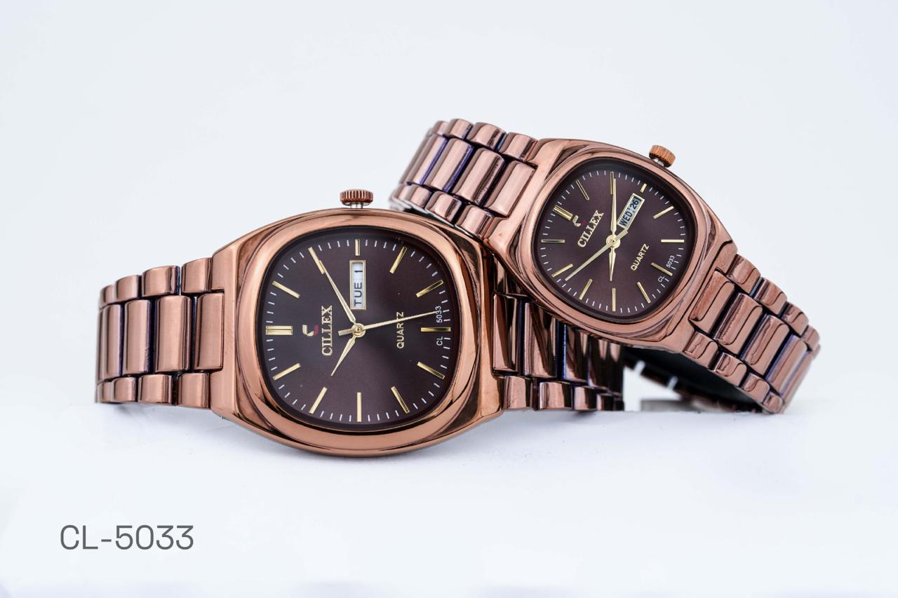 CILLEX CL-5033 Blush — Couple Watch Set | Pink Dial Steel