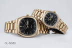 CILLEX CL-5033 Onyx Gold — Couple Watch Set | Black Dial Gold Case