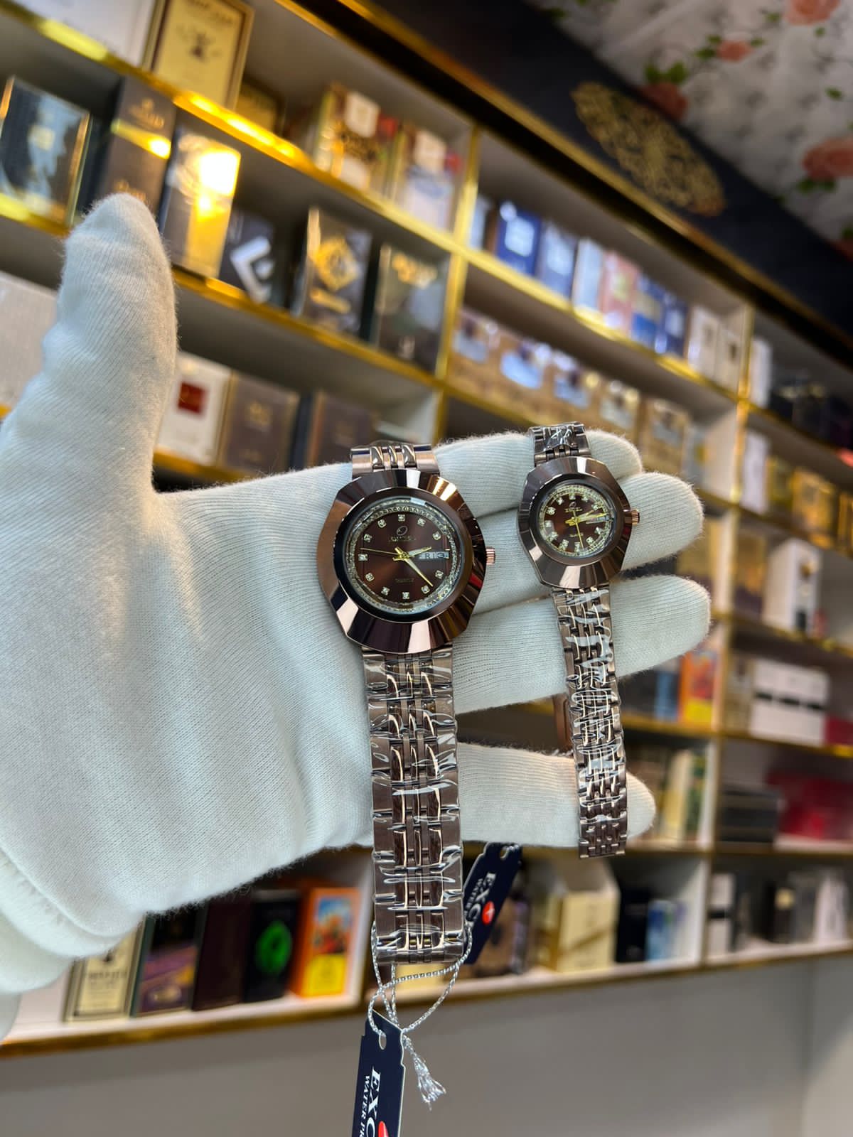 EXCEL Diastar Bronze — Diamond Dial Couple Watch Set
