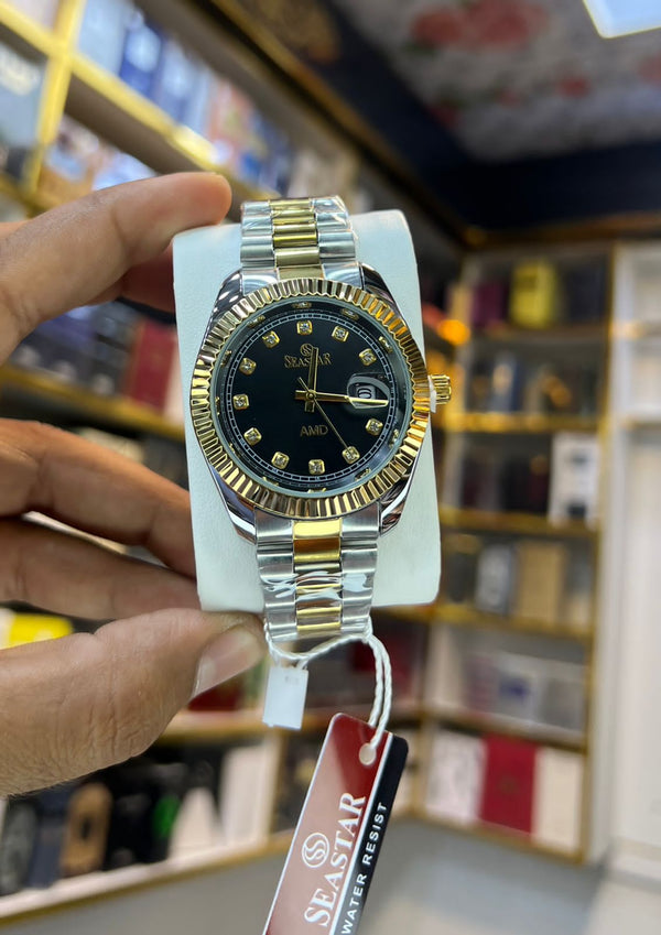 SEASTAR Noir Diamond — Datejust-Style Watch | Two-Tone
