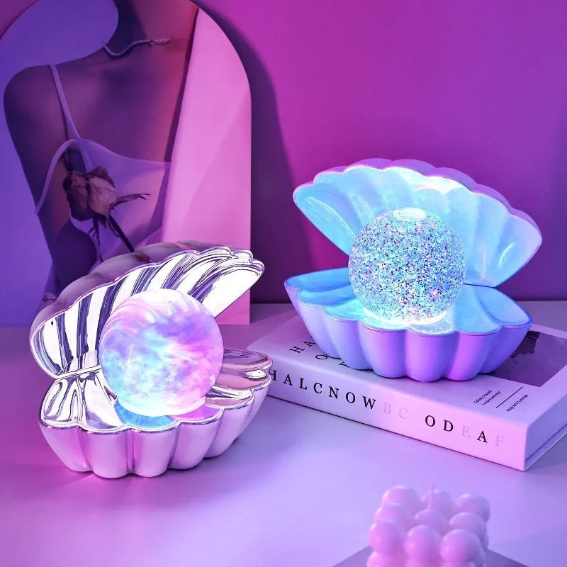 Clam LED Glitter Pearl Night Light – Decorative Ambient Lamp