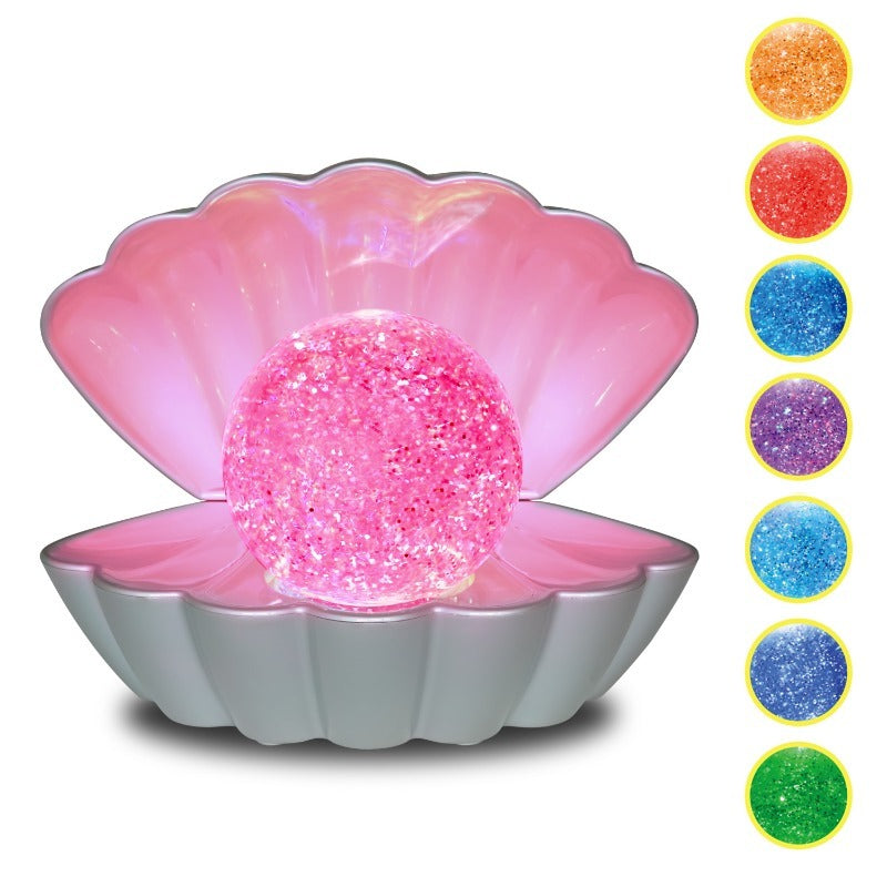 Clam LED Glitter Pearl Night Light – Decorative Ambient Lamp