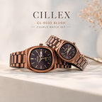 CILLEX CL-5033 Blush — Couple Watch Set | Pink Dial Steel