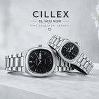 CILLEX CL-5033 Noir — Couple Watch Set | Black Dial Steel