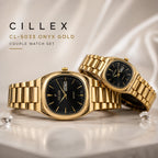 CILLEX CL-5033 Onyx Gold — Couple Watch Set | Black Dial Gold Case