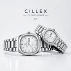 CILLEX CL-5033 Silver — Couple Watch Set | White Dial Steel