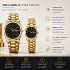 CILLEX CL-5033 Onyx Gold — Couple Watch Set | Black Dial Gold Case