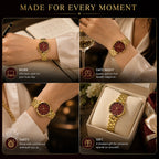 CILLEX Petite Gold Watch — Burgundy Wave Dial