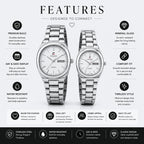 CILLEX CL-5033 Silver — Couple Watch Set | White Dial Steel