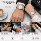 CILLEX CL-5033 Silver — Couple Watch Set | White Dial Steel