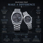 CILLEX CL-5033 Slate — Couple Watch Set | Grey Dial Steel