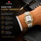 EXCEL Aurora Ana-Digi — Two-Tone Square Watch