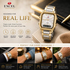 EXCEL Aurora Ana-Digi — Two-Tone Square Watch