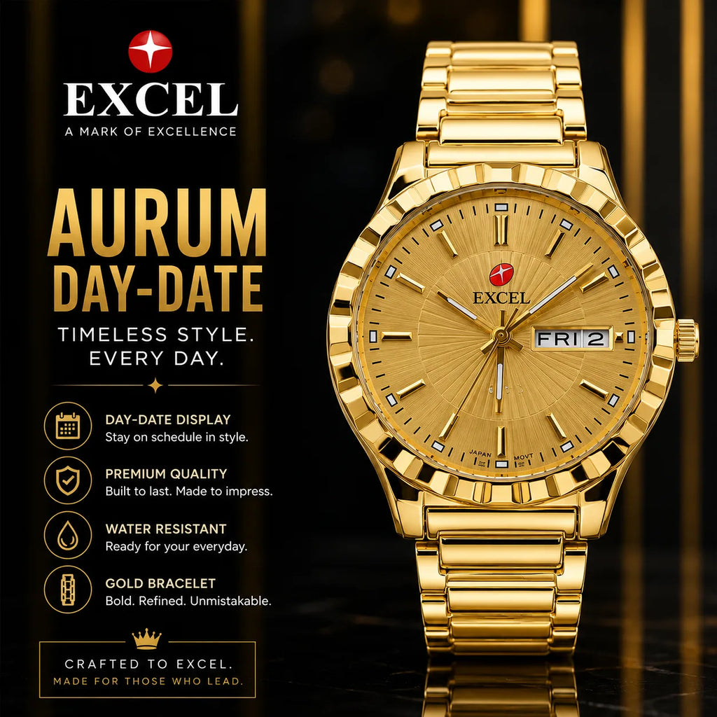 EXCEL Aurum Day-Date — Gold Bracelet Watch