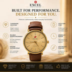 EXCEL Champagne Gold — Leather Dress Watch