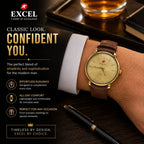 EXCEL Champagne Gold — Leather Dress Watch