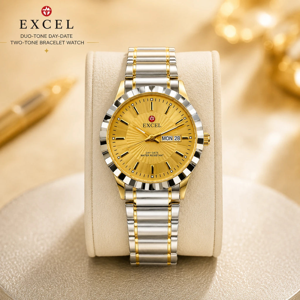 EXCEL Duo-Tone Day-Date — Two-Tone Bracelet Watch
