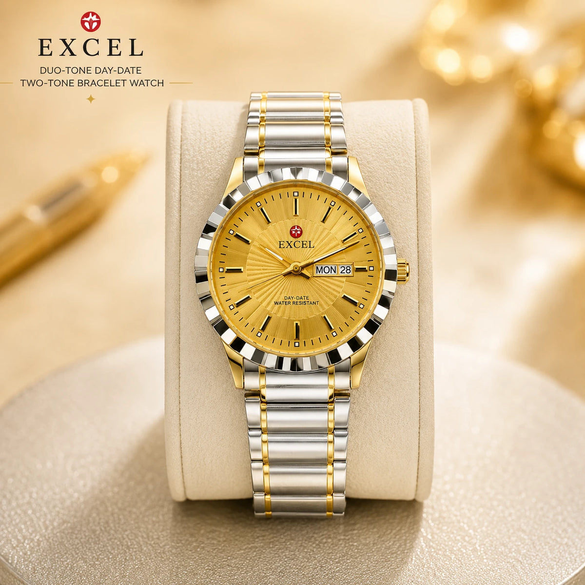 EXCEL Duo-Tone Day-Date — Two-Tone Bracelet Watch