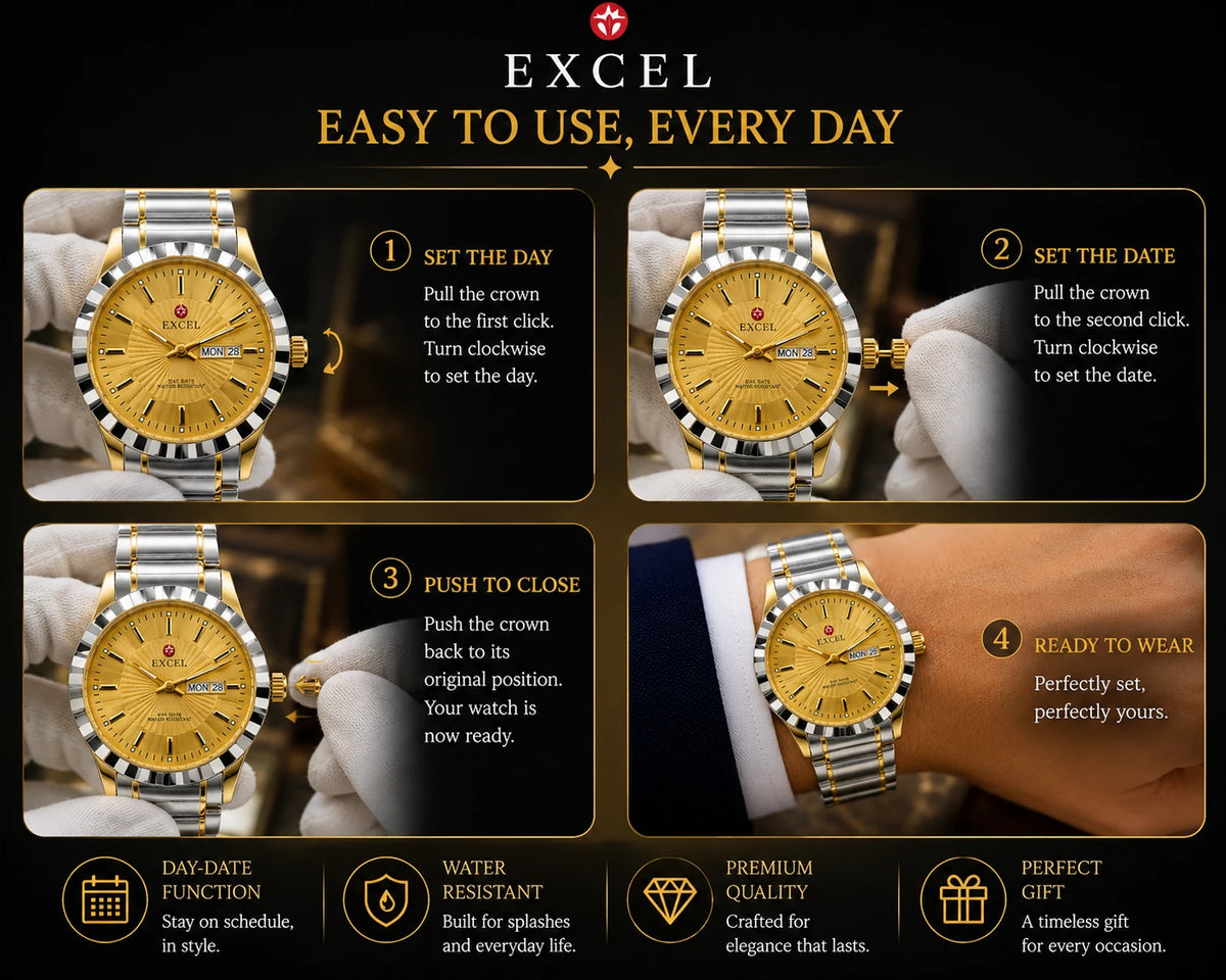 EXCEL Duo-Tone Day-Date — Two-Tone Bracelet Watch