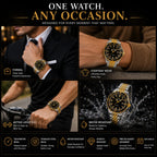 EXCEL Gold Chronograph Watch — Tachymeter | Black Dial