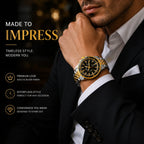 EXCEL Gold Chronograph Watch — Tachymeter | Black Dial