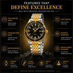 EXCEL Gold Chronograph Watch — Tachymeter | Black Dial