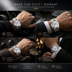 EXCEL Horizon Two-Tone Watch — Silver Textured Dial