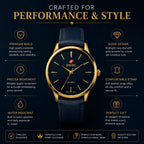 EXCEL Midnight Navy — Gold Case Leather Watch