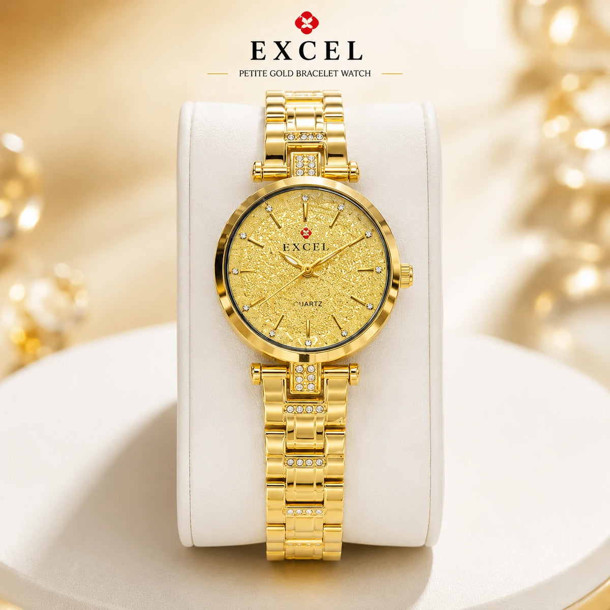EXCEL Petite Gold Bracelet Watch — Diamond Dial