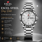 EXCEL Steel Day-Date — Silver Bracelet Watch