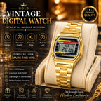 Gold Vintage Digital Watch — Retro LCD | Gold Bracelet
